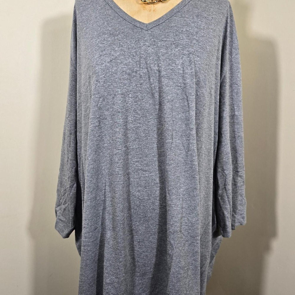 Woman Within gray V-neck long sleeve top size 5X 38/40